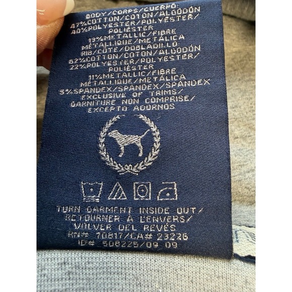 VTG"PINK" Victorias Secret Grey Metallic Sequin Heart Full Zip Hoodie Medium Y2K - Picture 7 of 16